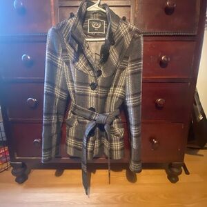RW&CO. Black and White Plaid Blazer with Belt